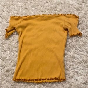 Charlotte Russe ribbed off the shoulder ruffle top